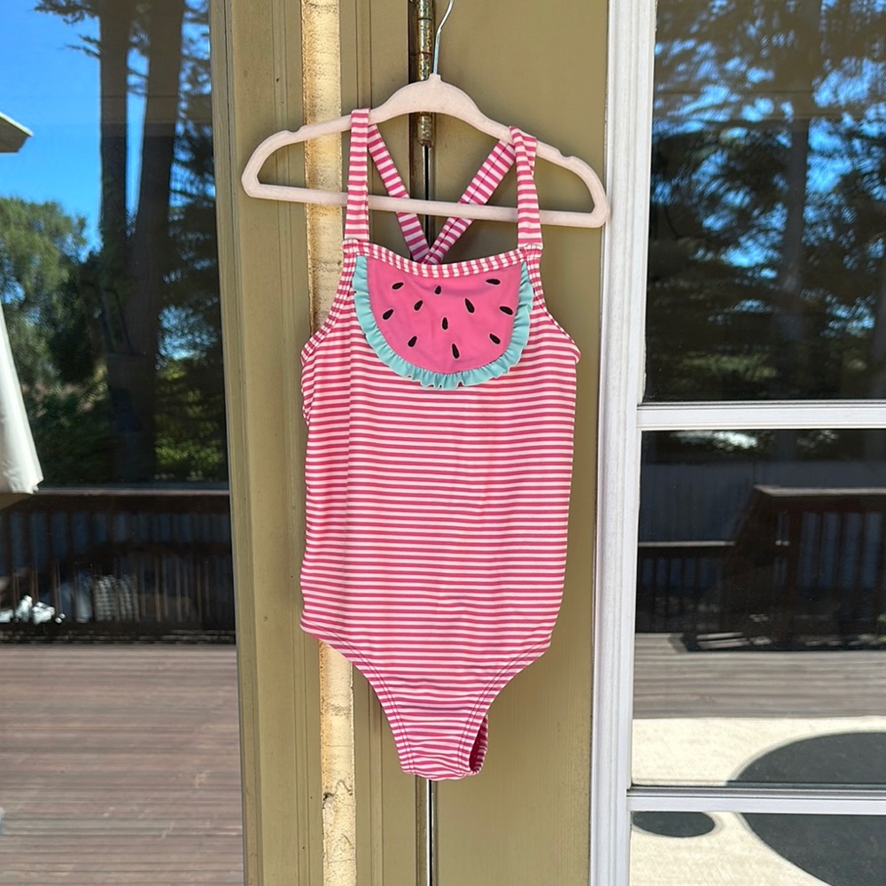 Pink Striped Watermelon Kids Swimsuit